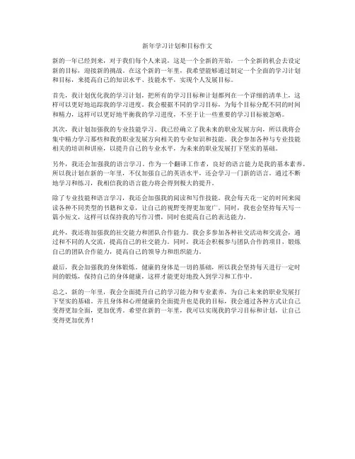 新年学习计划和目标作文