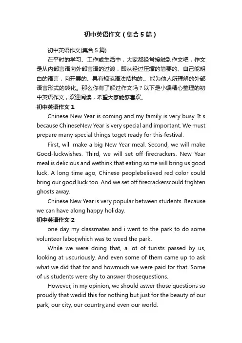初中英语作文（集合5篇）