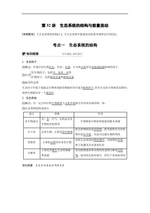 2020届高三一轮复习备考生物苏教专版一体资料讲义：第九单元 生物与环境 第32讲 Word版含答案