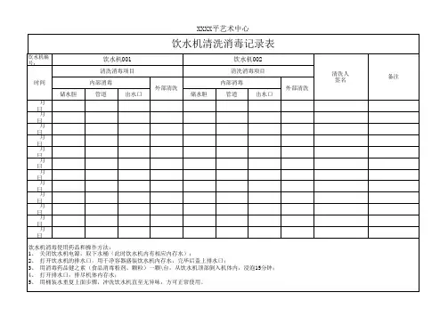 校外培训机构饮水机清洗消毒记录