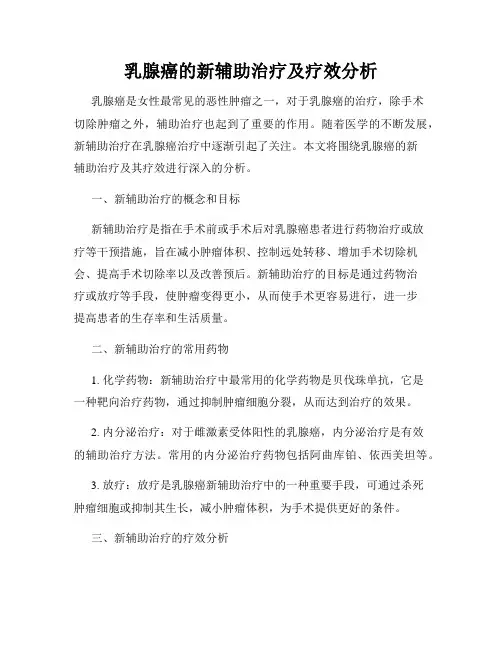 乳腺癌的新辅助治疗及疗效分析