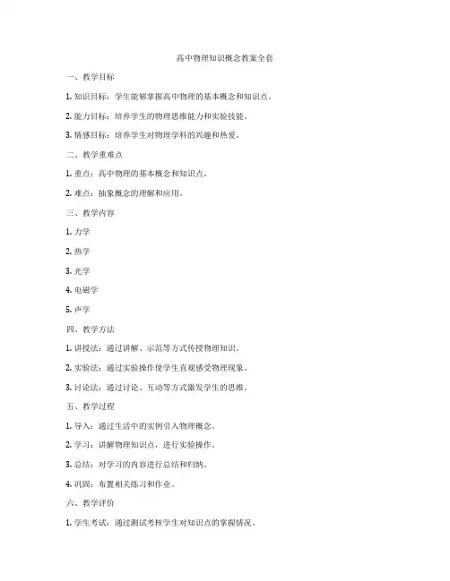 高中物理知识概念教案全套