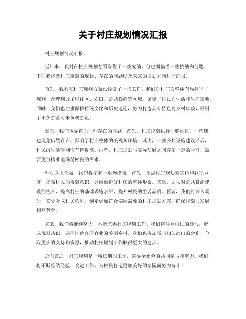 关于村庄规划情况汇报