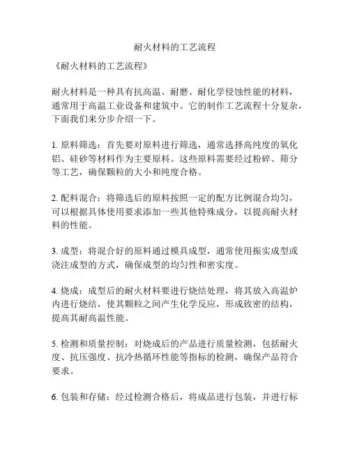 耐火材料的工艺流程