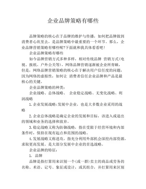 企业品牌策略有哪些