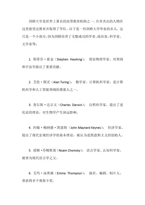剑桥毕业的名人