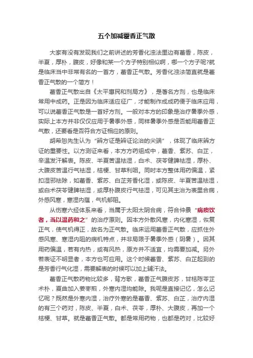 五个加减藿香正气散