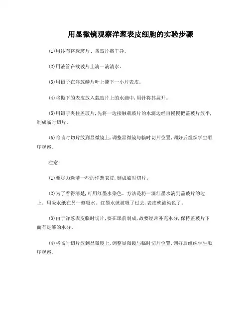 教科版六年级下册观察洋葱表皮细胞实验教案
