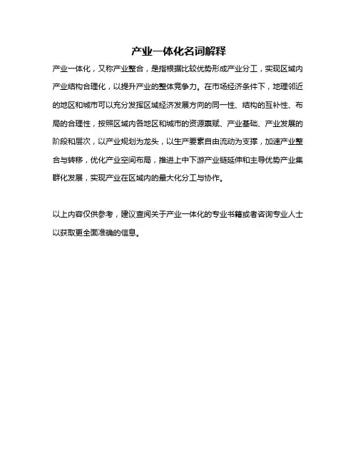 产业一体化名词解释