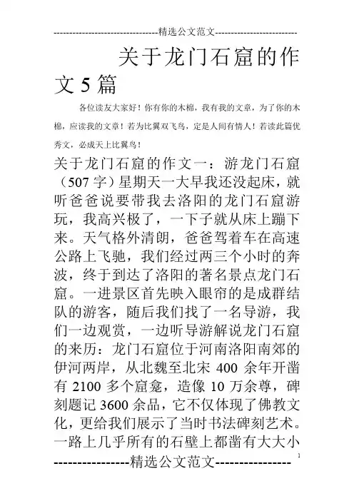 关于龙门石窟的作文5篇