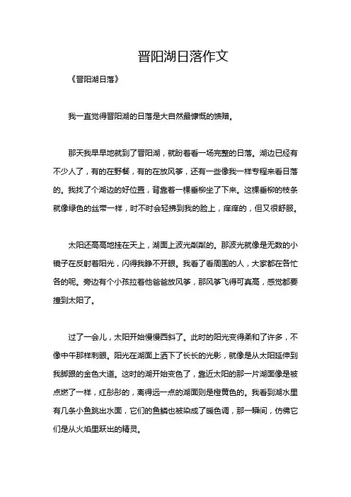 晋阳湖日落作文