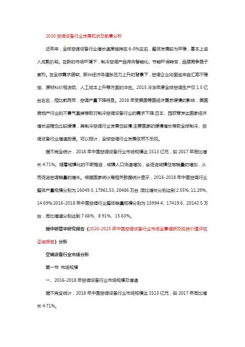 2020空调设备行业发展现状及前景分析