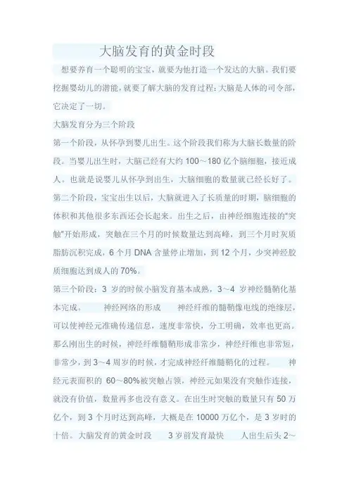 大脑发育的黄金时段