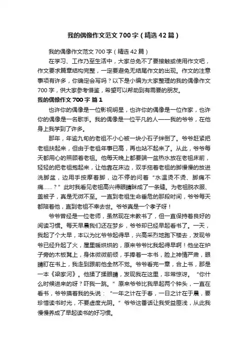 我的偶像作文范文700字（精选42篇）