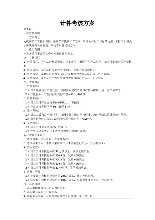 计件考核方案