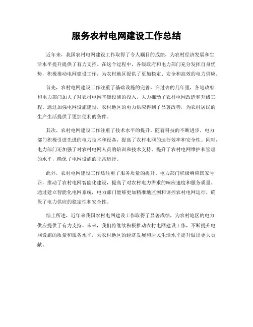 服务农村电网建设工作总结