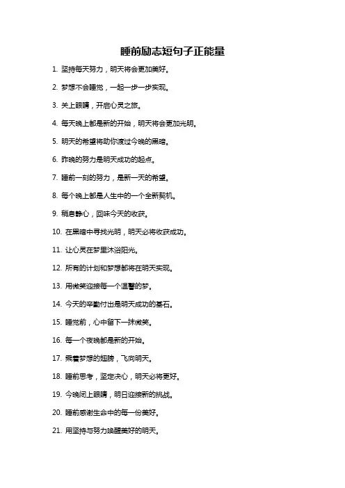 睡前励志短句子正能量