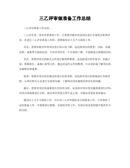 三乙评审做准备工作总结