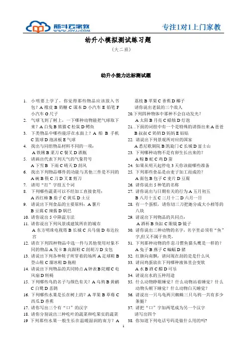 上海幼升小模拟测试习题集
