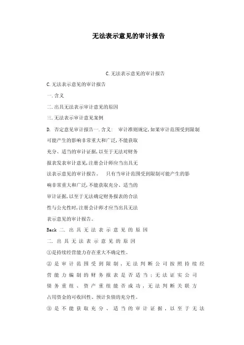 无法表示意见的审计报告（可编辑）