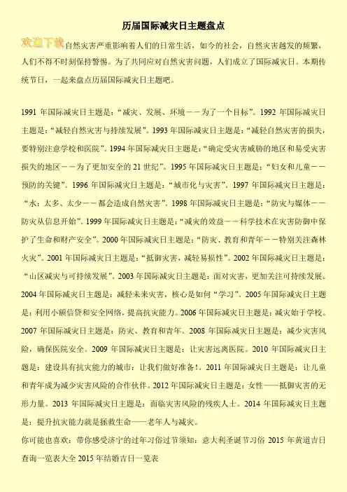 历届国际减灾日主题盘点