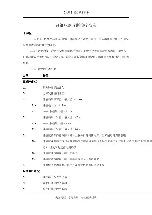 泌尿外科指南-肾细胞癌诊断治疗指南