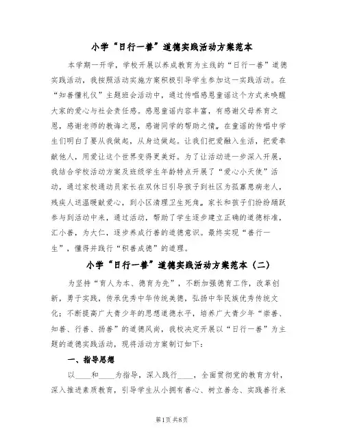 小学“日行一善”道德实践活动方案范本(三篇)