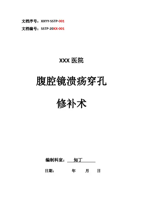 医院临床腹腔镜溃疡穿孔修补术手术方案及手术图谱
