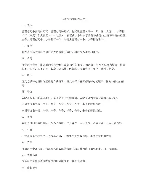 乐理高考知识点总结