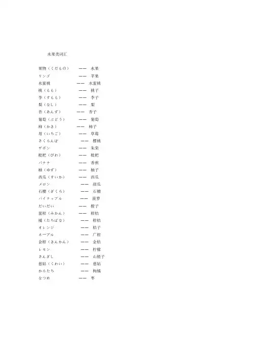 日语生活词汇