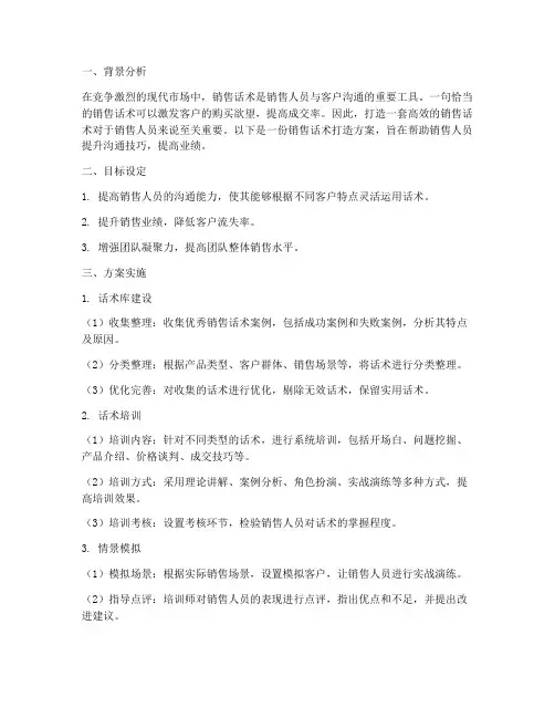 销售话术打造方案