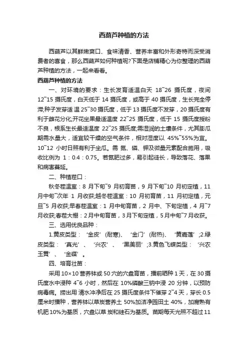 西葫芦种植的方法
