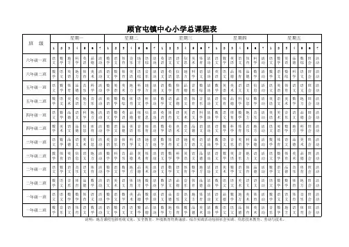 中心小学总课程表