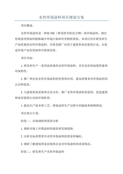 水性环保涂料项目规划方案