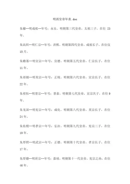 明清皇帝年表.doc