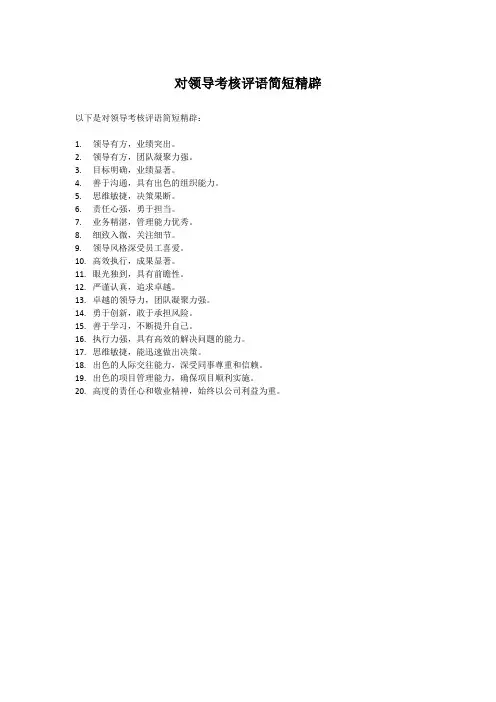 对领导考核评语简短精辟