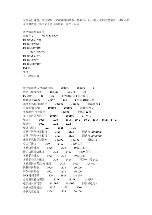 FANUC常用参数说明