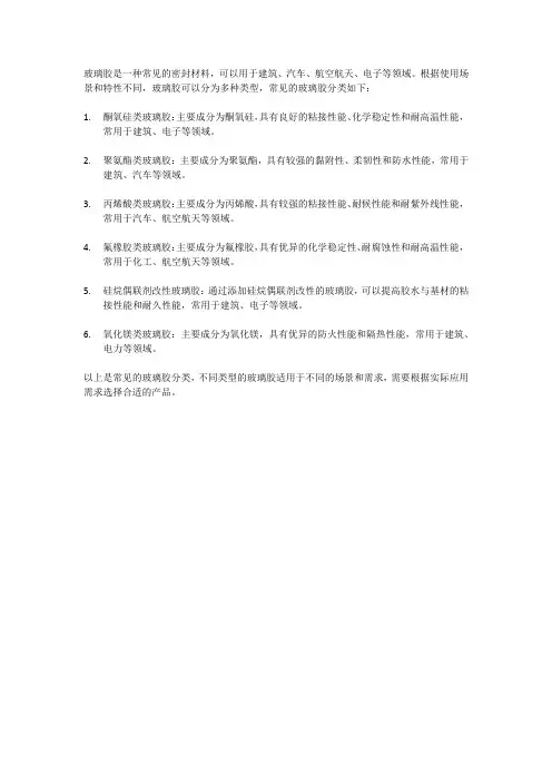 玻璃胶的分类