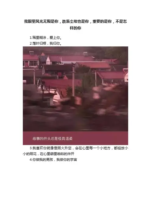 我眼里风光无限是你，跌落尘埃也是你，重要的是你，不是怎样的你