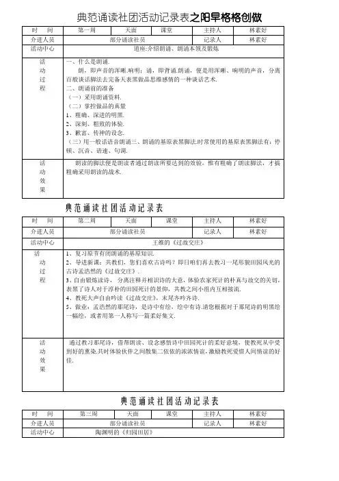 经典诵读活动记录