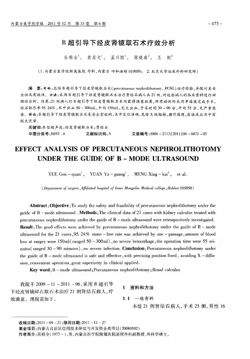 B超引导下经皮肾镜取石术疗效分析