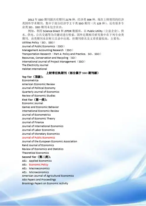 国外经济类期刊整理