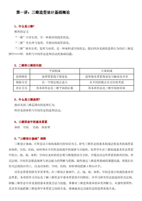 第1讲：三维造型设计基础概论