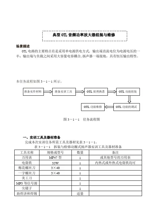 分立元件OTL功放资料要点