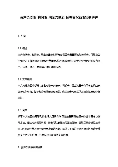 资产负债表_利润表_现金流量表_所有者权益表实例讲解