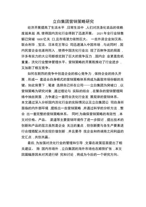 立白集团营销策略研究