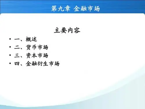 金融学—第九章(金融市场)—简版