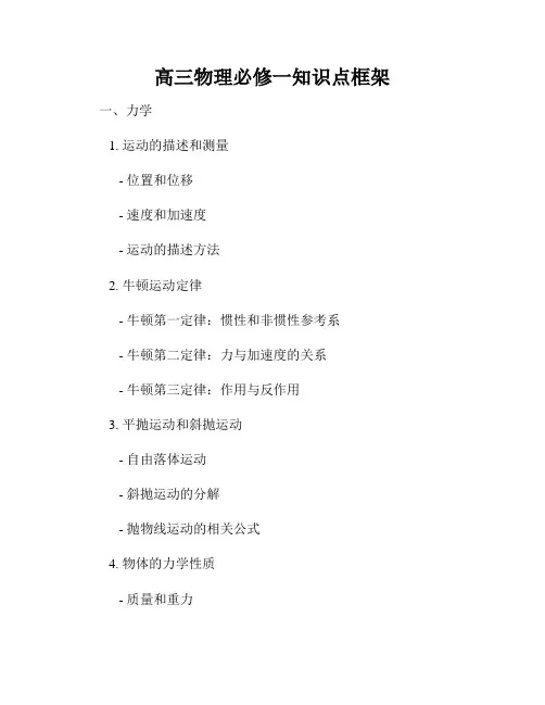 高三物理必修一知识点框架