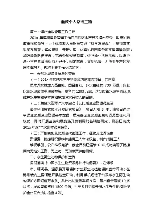 渔政个人总结三篇