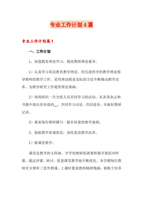 专业工作计划4篇